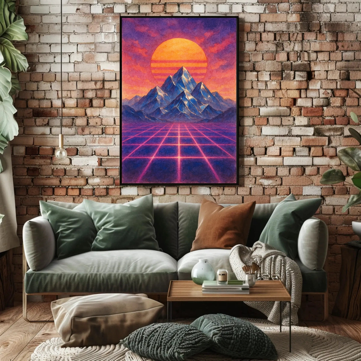 Retro-Futuristic Synthwave Landscape Poster