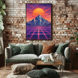 Retro-Futuristic Synthwave Landscape Poster