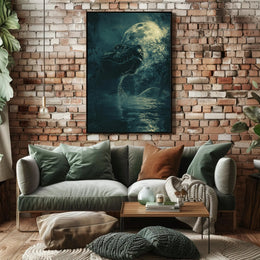 Giant Serpent in Moonlit Jungle Fantasy or Mythology Poster PosterGoat