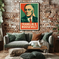 Franklin Roosevelt Portrait Art Deco Patriot Poster