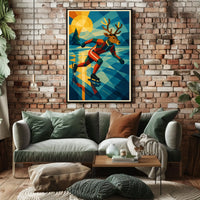 Dashing Deer on Ice: Abstract Sports Poster