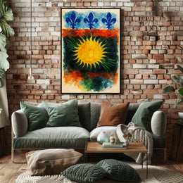 Sunburst and Fleur-de-Lis Poster