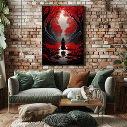 Enchanted Red Forest Poster