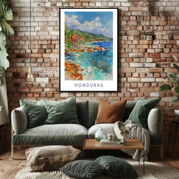 Honduras Coastal Scene Watercolor Travel Poster PosterGoat