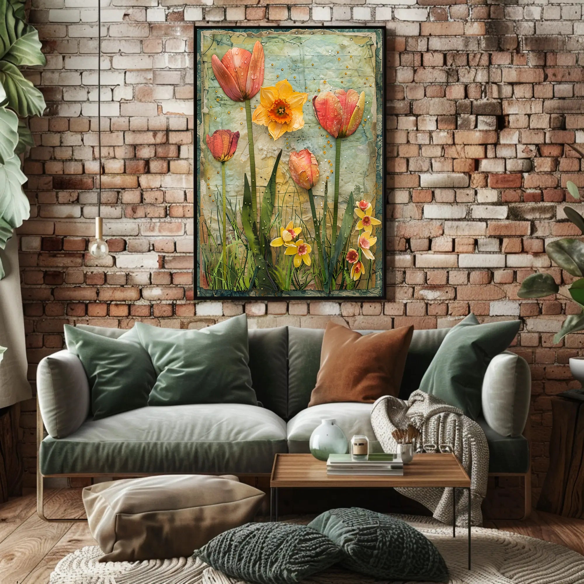 Floral Elegance: Tulips & Daffodils Vintage Artistic Poster PosterGoat