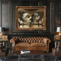 Surreal Stone Face in Classical Architecture Poster