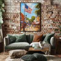 Classic American Town Square City Street Scene Poster