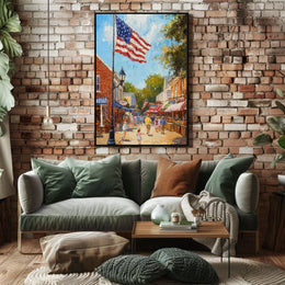 Classic American Town Square City Street Scene Poster