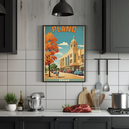 Plano Texas Vintage Travel Poster Artwork