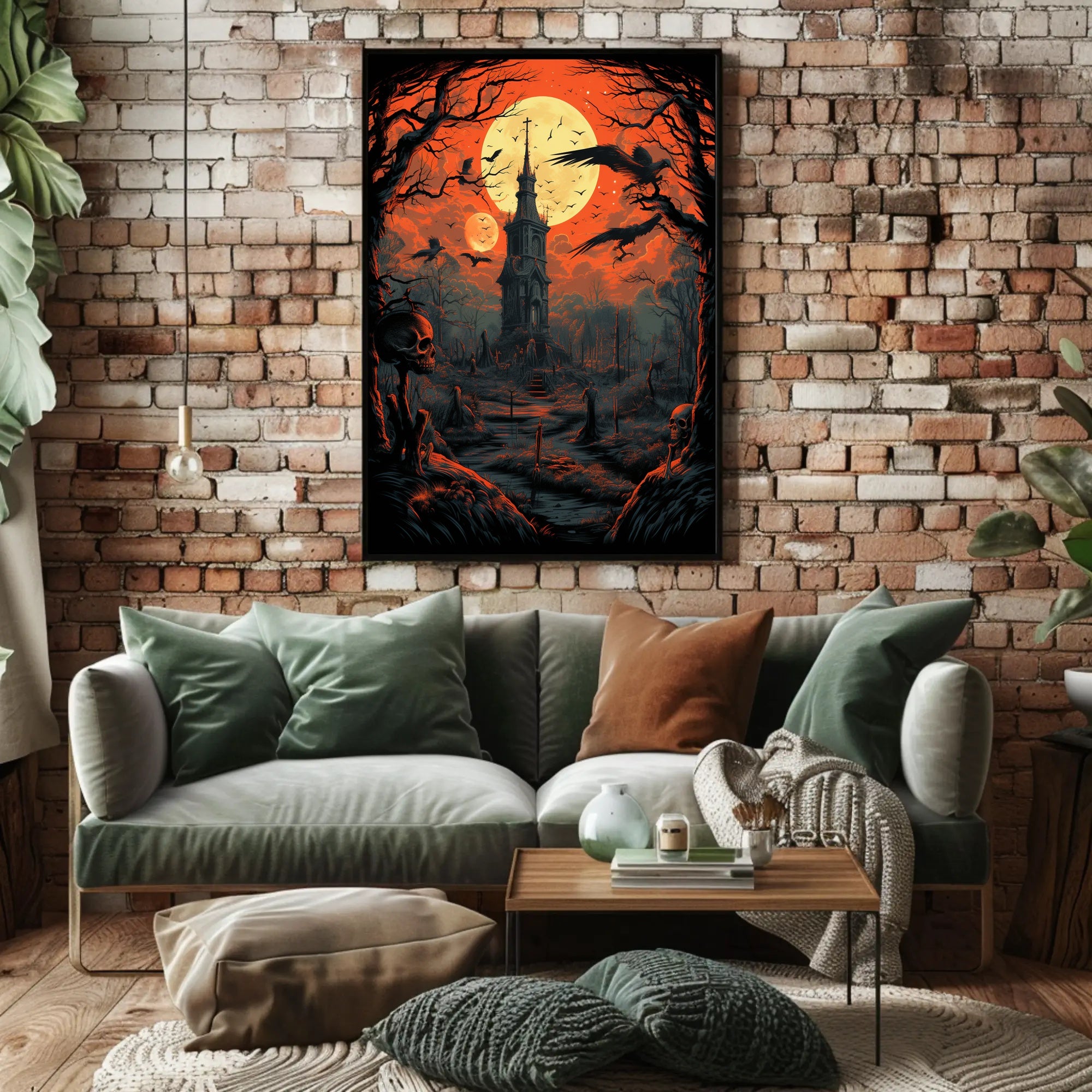 Haunted Tower Under Blood Moon Poster