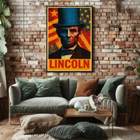 Lincoln Pop Art Poster Celebrating Historical and Presidential Icons