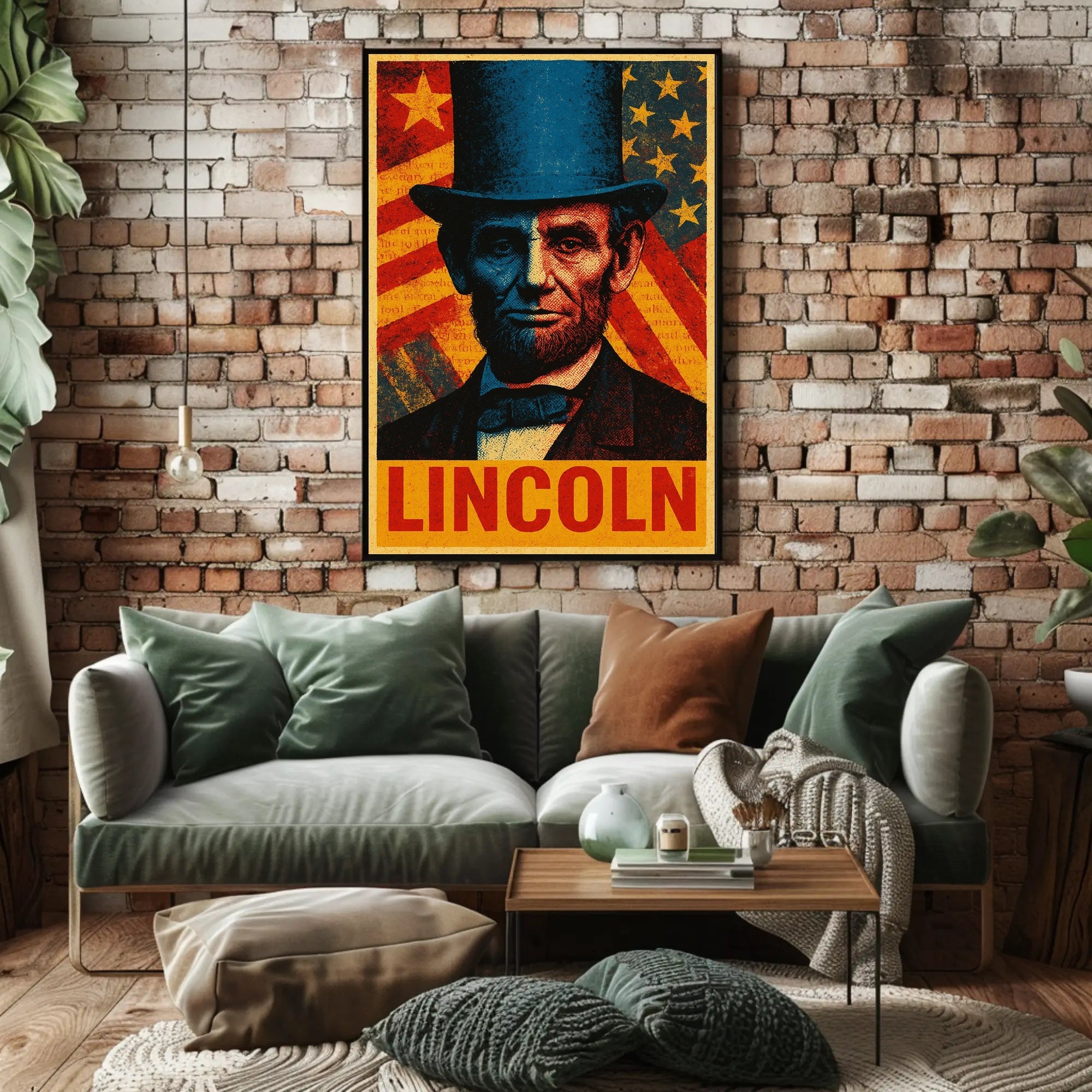 Lincoln Pop Art Poster Celebrating Historical and Presidential Icons