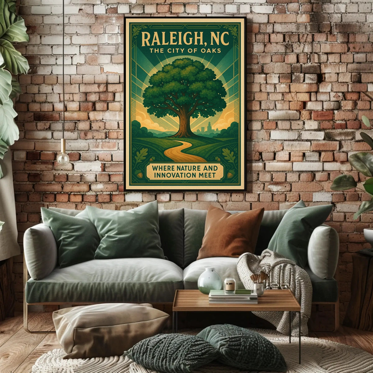 Raleigh City of Oaks Vintage Travel Poster