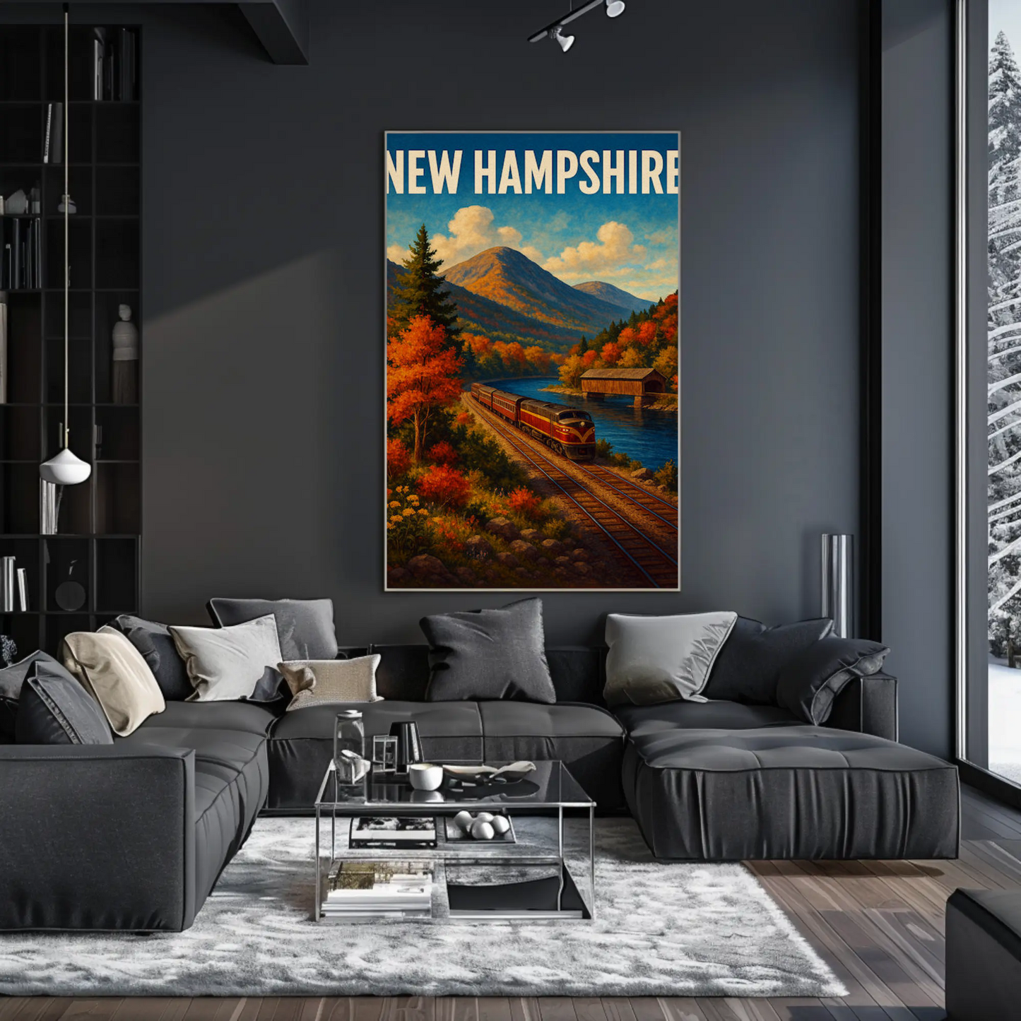 New Hampshire Mountain Train Autumn Scenic Railway Travel Poster Travel Poster