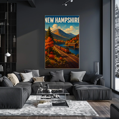 New Hampshire Mountain Train Autumn Scenic Railway Travel Poster Travel Poster