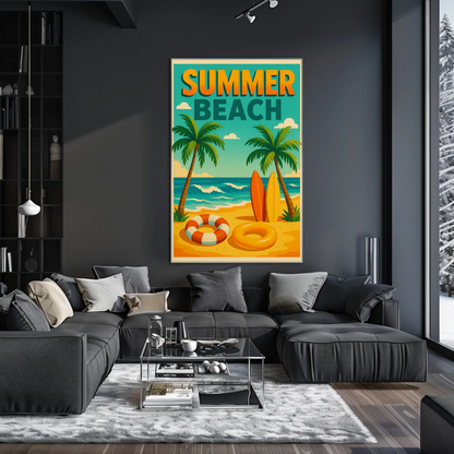 Summer Beach Palm Trees Travel Poster