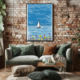 Sailboat Poster Coastal Minimalist Wall Art Print