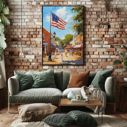 Classic American Town Square Scene Main Street Poster