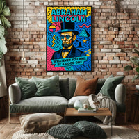 Colorful Pop Art Abraham Lincoln Motivational Quote Poster PosterGoat