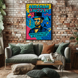 Colorful Pop Art Abraham Lincoln Motivational Quote Poster PosterGoat