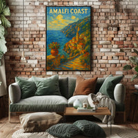Amalfi Coast Poster Art for Coastal Wall Decor 18x24