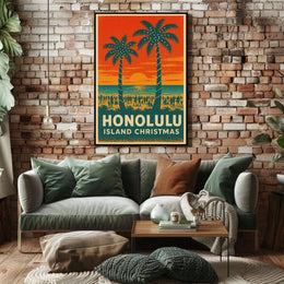 Honolulu Island Christmas Poster