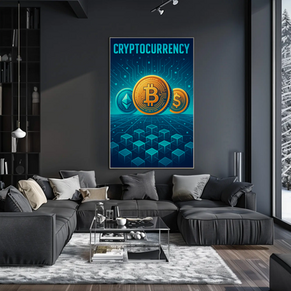 Cryptocurrency Futuristic Digital Tech Poster