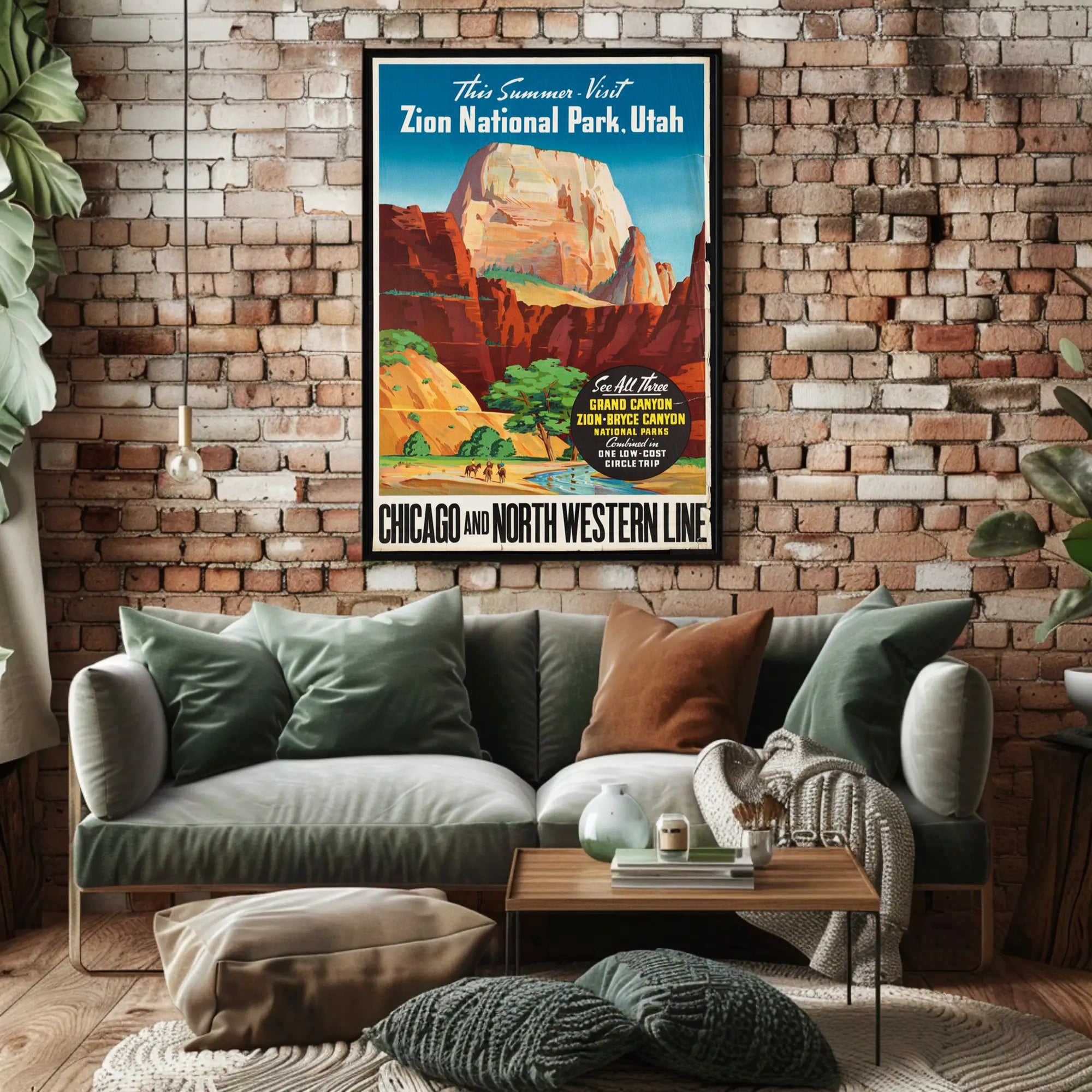 Zion National Park Vintage Travel Poster Print