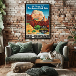 Zion National Park Vintage Travel Poster Print