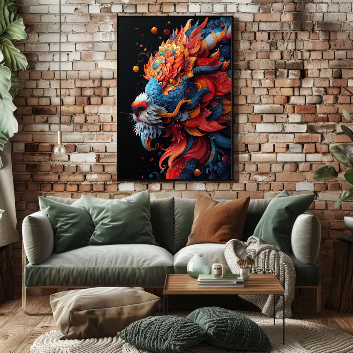 Vibrant Lion Art Poster