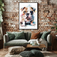 Bulldog Watercolor Portrait Poster Wall Art