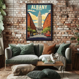 Albany Poster Vintage Cityscape Urban Historic Wall Art