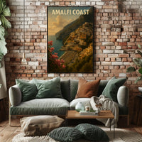 Amalfi Coast Poster Wall Art for Coastal Decor and Travel