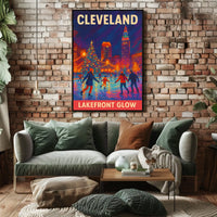 Cleveland Lakefront Glow Poster