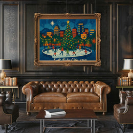 Holiday Skating Salt Lake City Festive Impressionism Poster