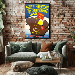 Vintage North American Ski Championships 1950 Sports Poster PosterGoat