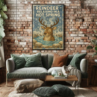 Whimsical Reindeer Hot Spring Winter Wonderland Poster