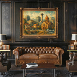 Maseru Cityscape Travel Inspired Digital Painting Poster