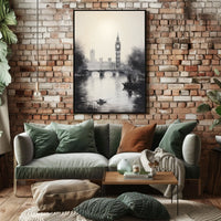 Big Ben and Thames London Travel Poster