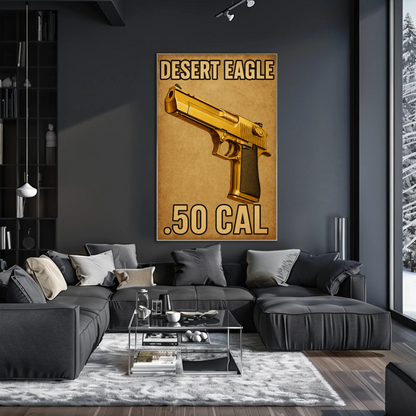 Desert Eagle Golden 50 Cal Metallic Firearm Pistol Gun Poster
