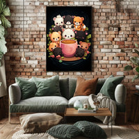 Adorable Bears Cozy Mug Whimsical Poster Art