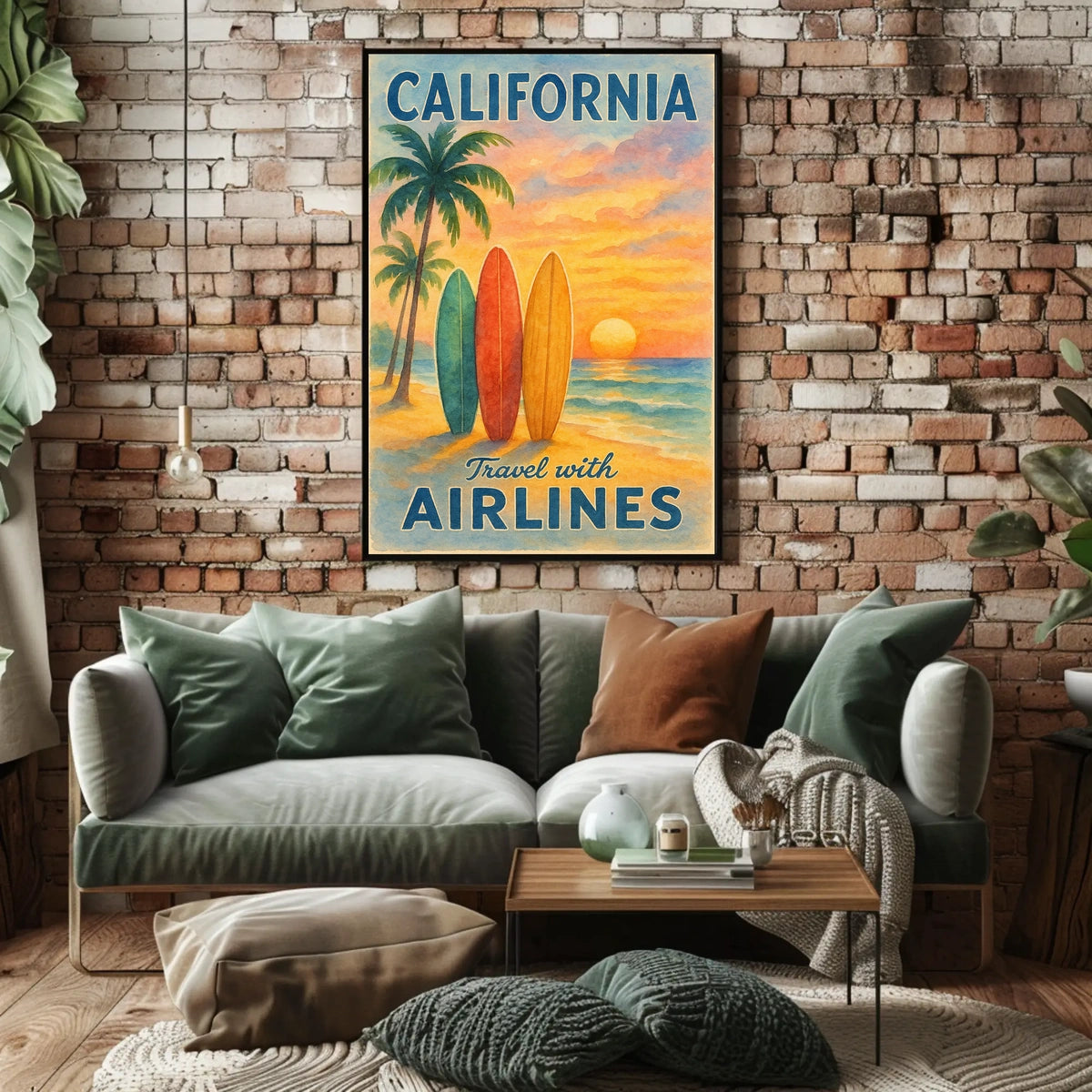 California Airlines Vintage Travel Poster
