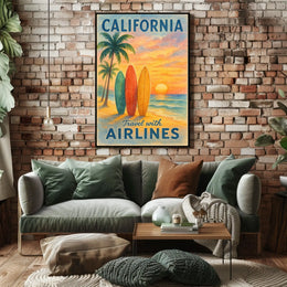 California Airlines Vintage Travel Poster