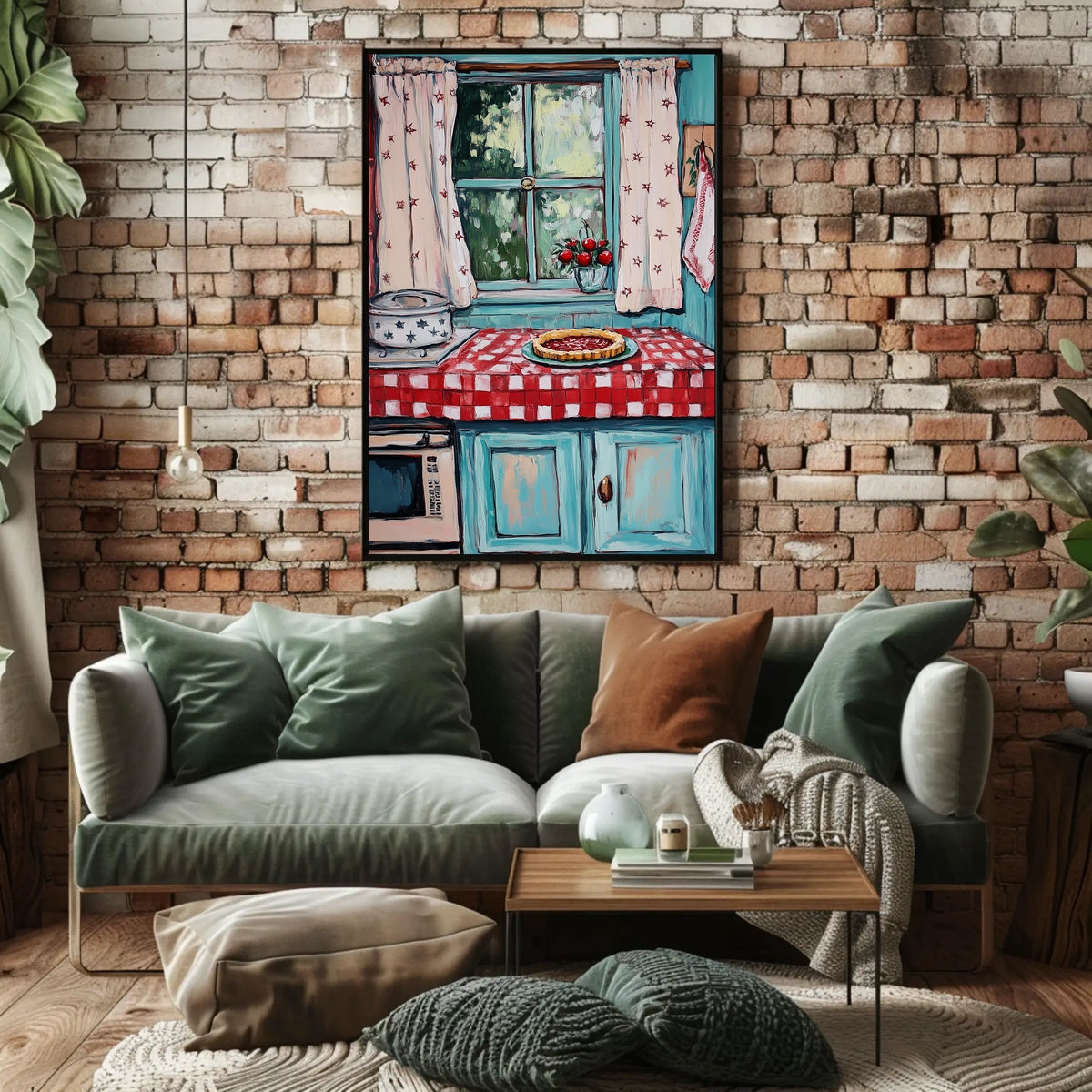 Grandmas Kitchen Scene With Cherry Pie Artwork Poster