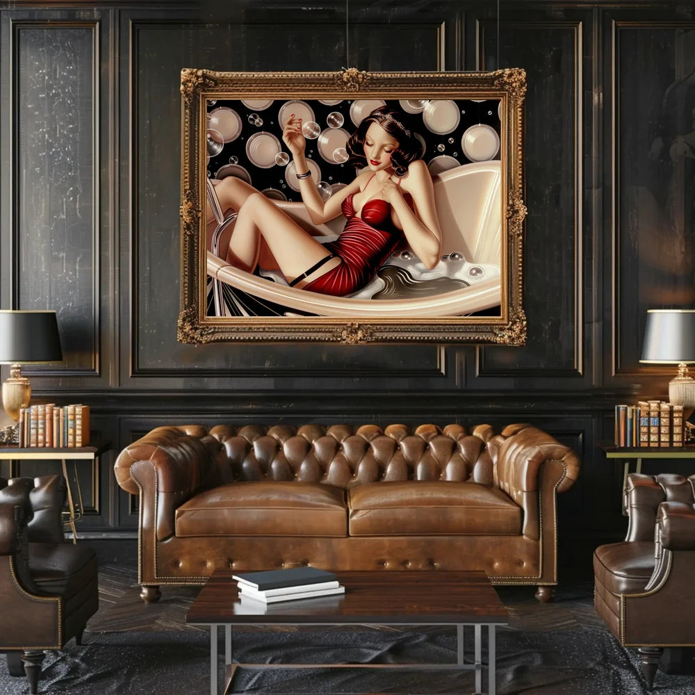 Glamorous Art Deco Woman in Bathtub Poster