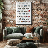 Evolution of Porsche Racing Cars Poster