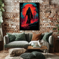 Grim Reaper Apocalyptic Landscape Poster: Vivid Graphic Art