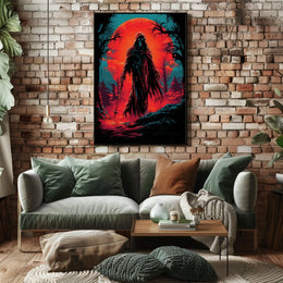 Grim Reaper Apocalyptic Landscape Poster: Vivid Graphic Art
