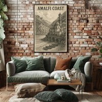Amalfi Coast Poster Wall Art 18x24 Coastal Decor Print