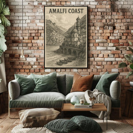 Amalfi Coast Poster Wall Art 18x24 Coastal Decor Print